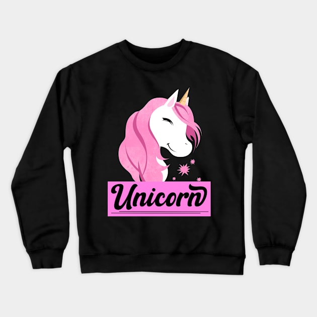 Pink Unicorn Crewneck Sweatshirt by Imutobi